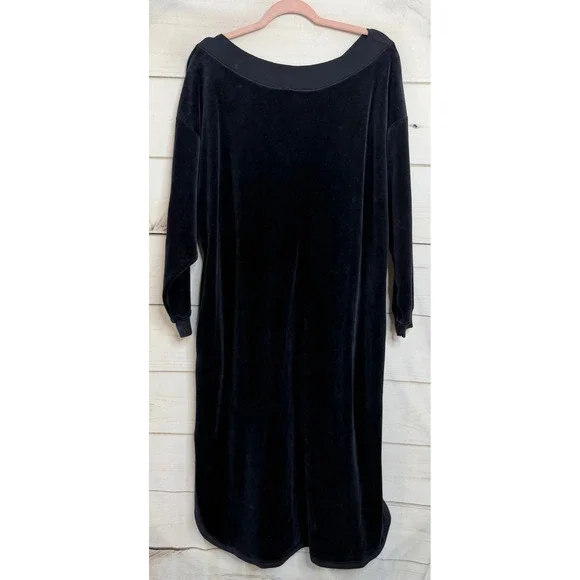 Vintage Christian Dior Velour Lounge Dress Saks Fifth Avenue Blue L 361668 - Picture 7 of 7